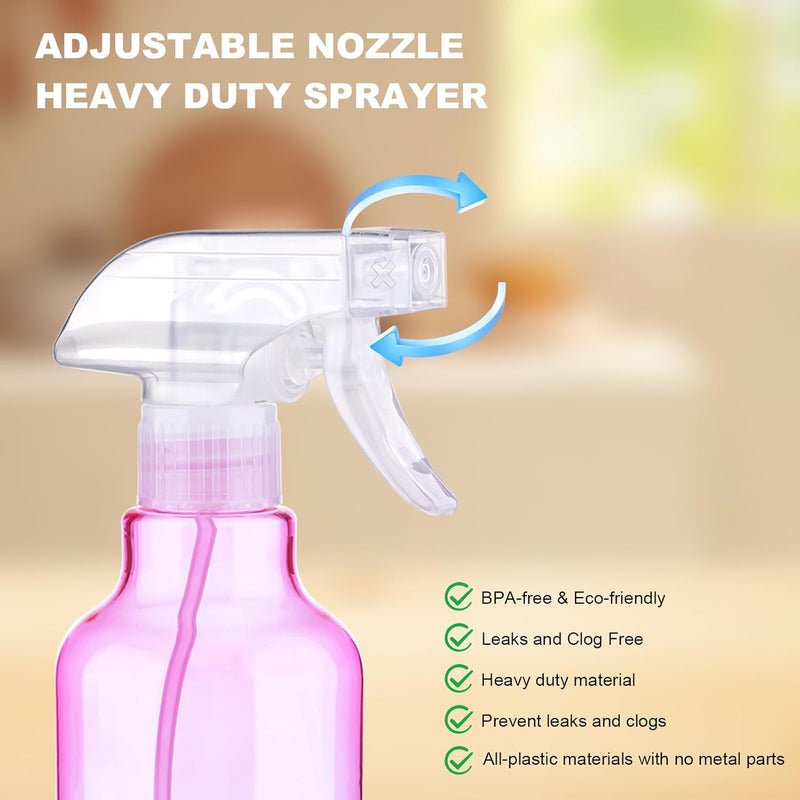 Hethyo Spray Bottles Plastic Spray Bottle for Hair Mist/Stream Heavy Duty Empty Spray Bottles for Cleaning Solutions, Plants, Cooking (16.9oz-Gradient+nozzle) - Image 2
